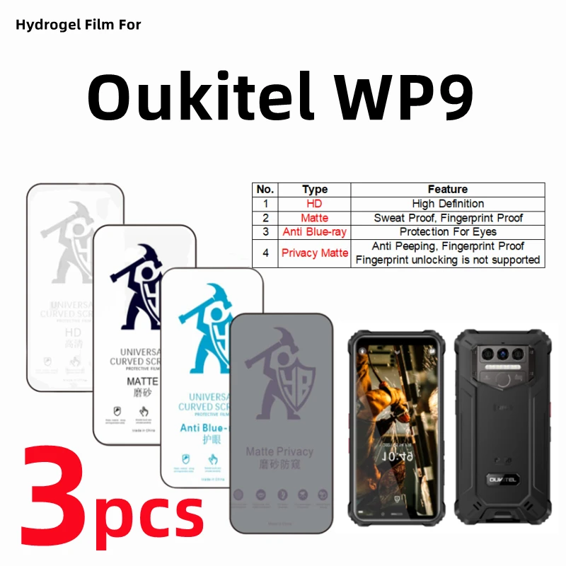 3pcs HD Outer Hydrogel Film For Oukitel WP9 Matte Screen Protector For Oukitel WP9 Eye Care Anti Spy Matte Protective Film