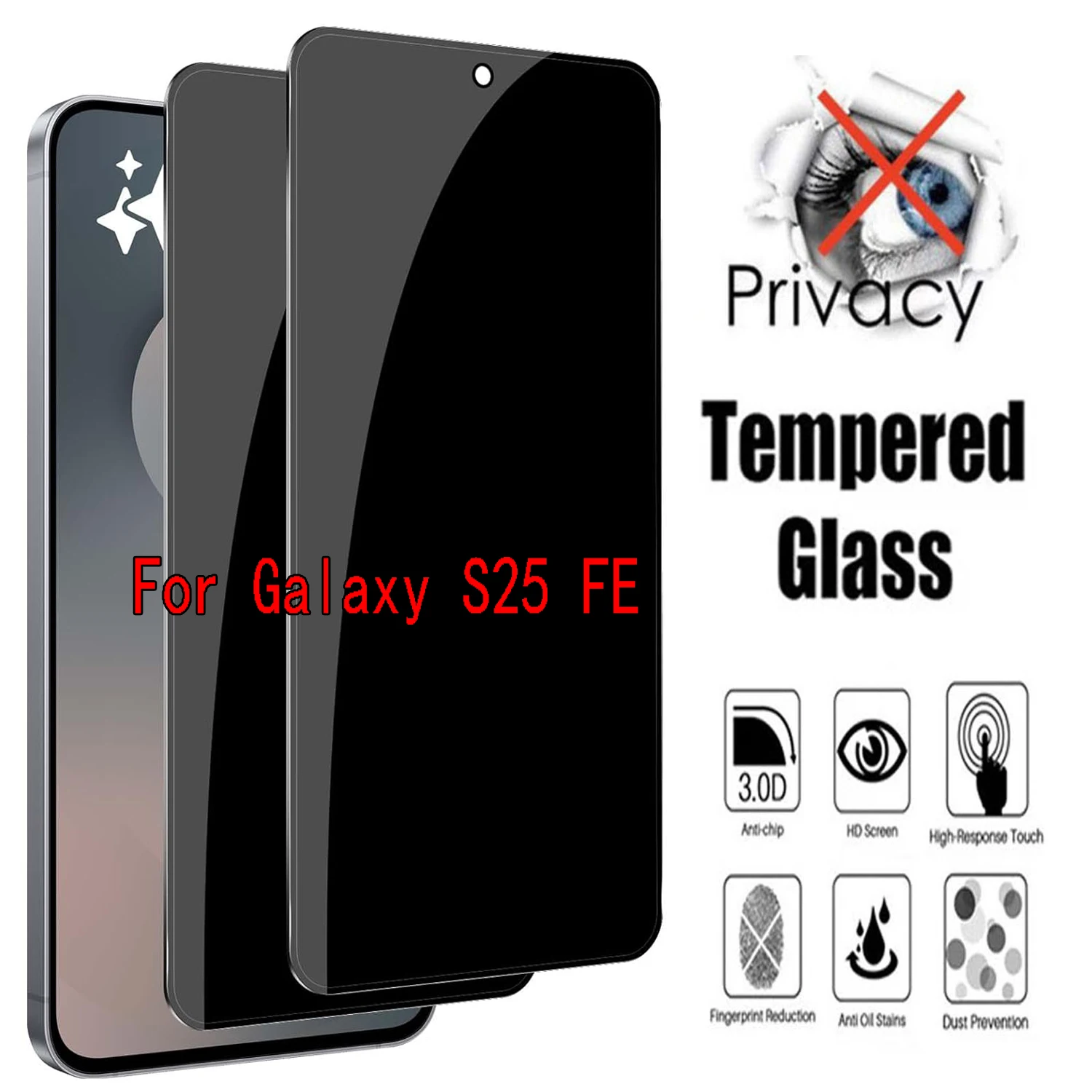 

2Pcs Privacy Tempered Glass For Samsung Galaxy S25 FE 5G Screen Protector