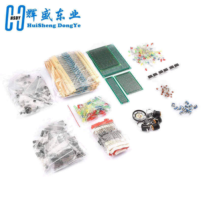 1900pcs Mega Electronic Component Kit Assortment Capacitors Resistors LED Transistors Diodes 1n270 Germanium DC Jacks Opamp PCB