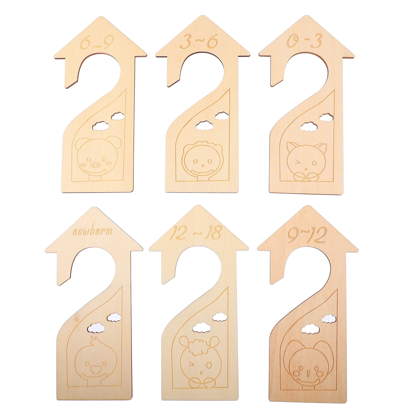 

6pcs Wooden Closet Organizer Baby Wardrobe Wood Divider Divider for Newborn Clothes Wardrobe Storage Set with Creative Design