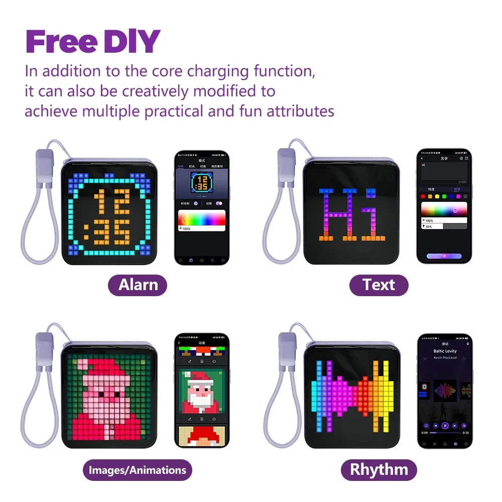 

DIY светодиодная панель дисплея рамка для украшения игровой комнаты подарок светодиодный пиксельный экран дисплей ночник Bluetooth Smart APP Power Bank