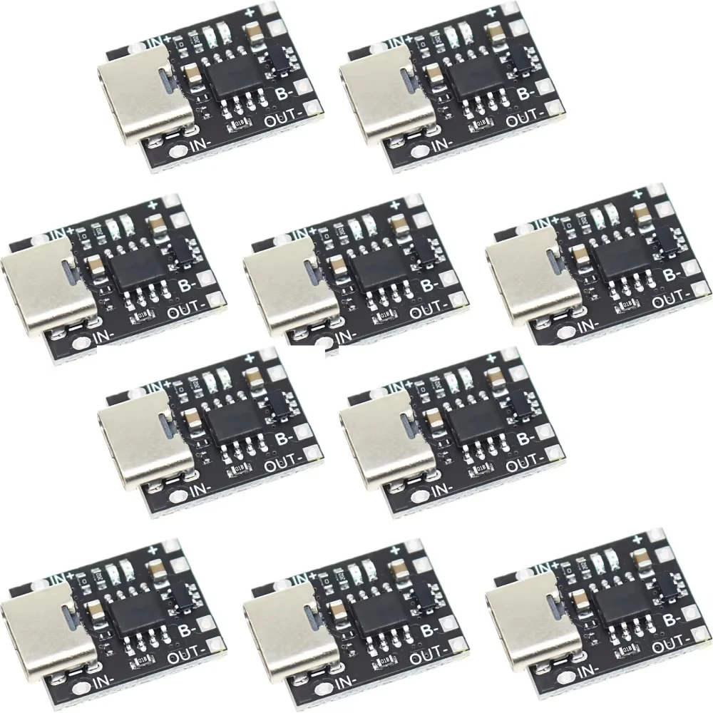 لوحة شاحن بطارية ليثيوم أيون USB-C آمنة وصغيرة 3.7 فولت 4.2 فولت 1A توقف شحن تلقائي مع قابس حماية وتشغيل لبطارية 18650