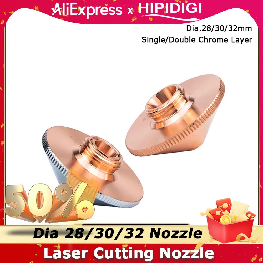 

Лазерная насадка для резки волокна, детали, однослойная хромированная головка D28 32 мм для Raytools Precitec, волоконная лазерная режущая головка