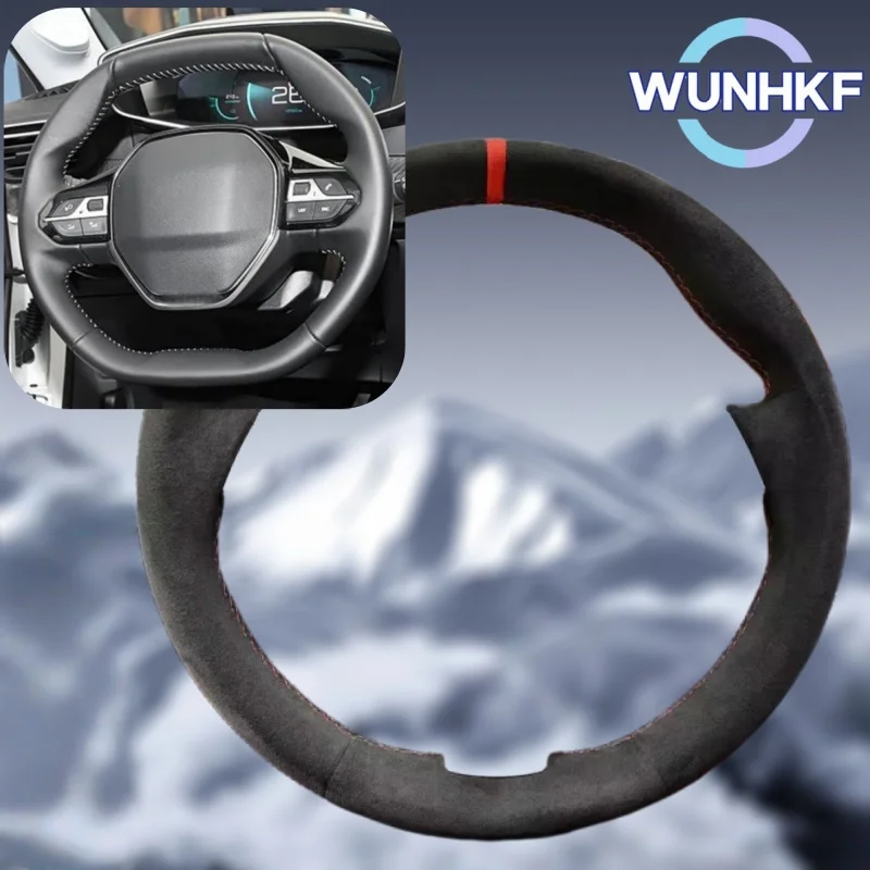 

Оплетка на руль автомобиля на заказ для Peugeot E-208 508 208 3008 4008 5008 2016-2020, замшевая накидка на руль, аксессуары