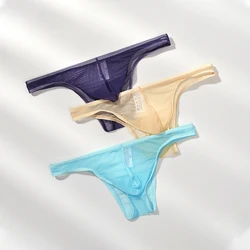 Calzoncillos transparentes de malla para hombre, ropa interior Sexy, elástica, sin costuras, ultrafina