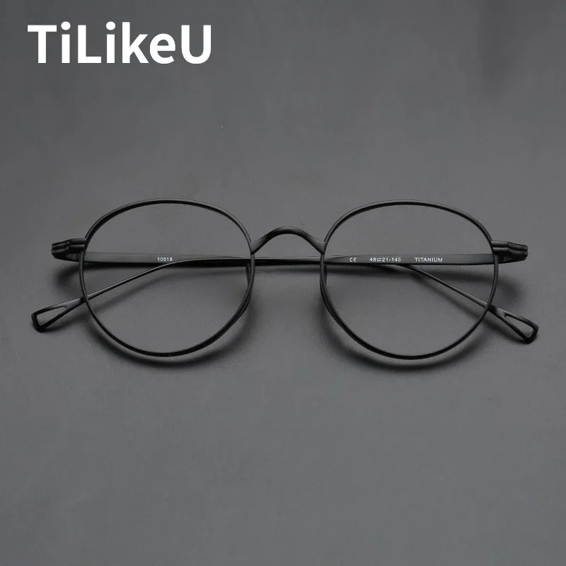 

Japanese Vintage Pure Titanium Glasses Frames Men Women Brand Designer Oval Prescription Optical Eyeglasses Frame Lens Spectacle