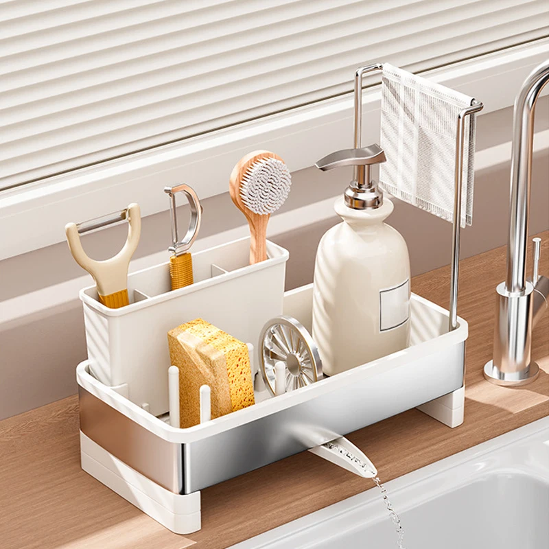 

1pc Kitchen Holder Dishcloth Sink Organizer Rack Multifunctional Accessories Sponge Storage Faucet Holder Soap Drainer