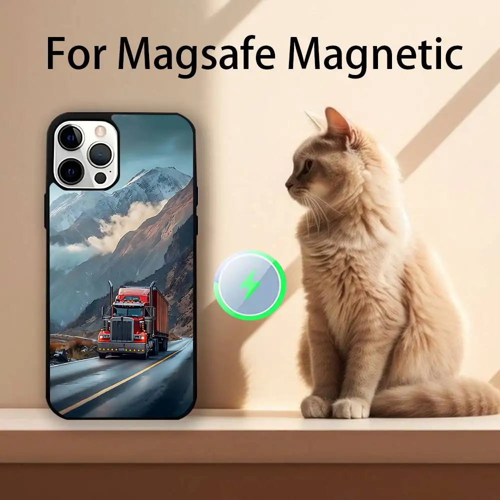 Custodia di ricarica wireless magnetica per auto SA-AB per camion per iPhone 11,12,13,14,15,16,17,Pro,Max,Plus Cover antiurto