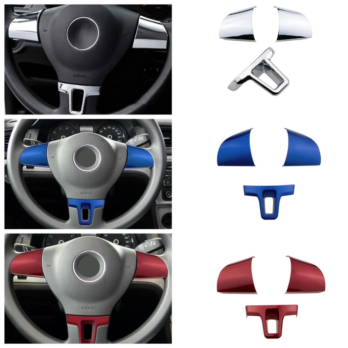 

Car Accessories Steering Wheel Trim Decorative Sticker Case for Volkswagen Tiguan Touran Passat 2011-2015 Lavida 2011-2014