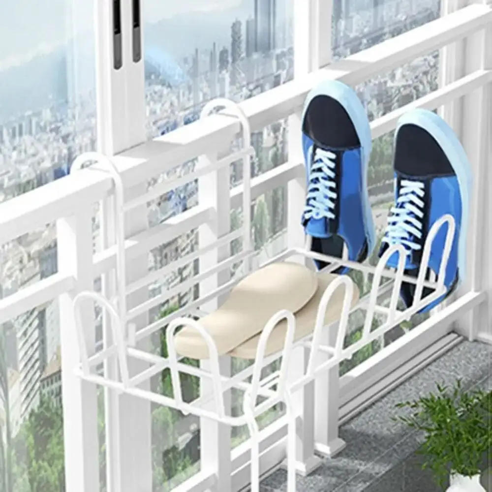 Balcony Drying Shoe Rack Artifact Anti-theft Window Guard Railing Window Drying Clothes Rack Window Sill Drying Sandals Shelf