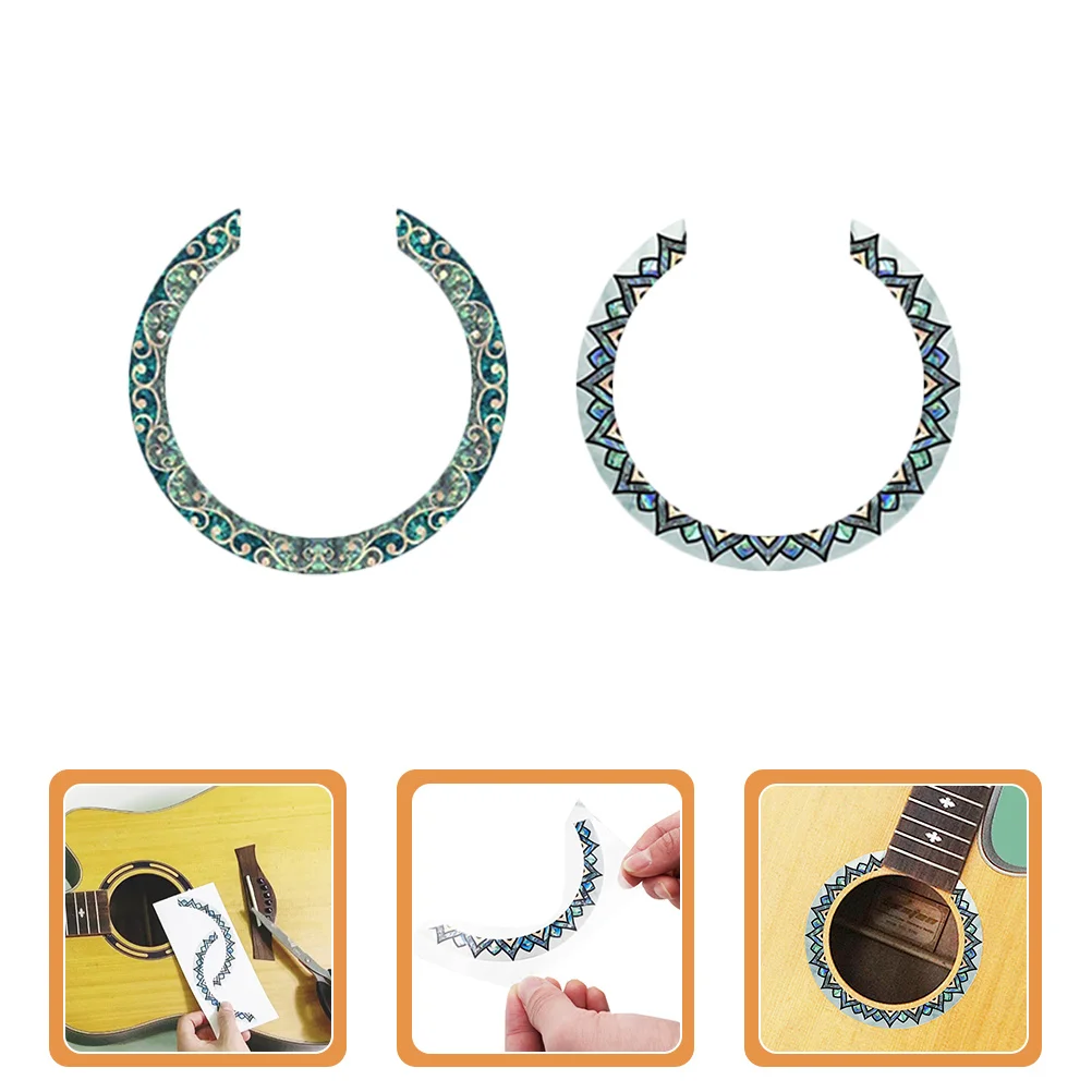 

2pcs Guitar Sound Hole Rosette Decal Abalone Inlay Sticker For Acoustic Guitar Durable Decorative Ring Accessory Instrument Part
