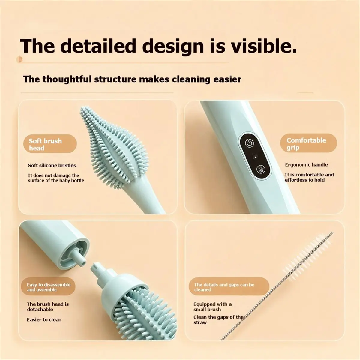 L70A Electric Baby Bottle Brush 1500mah Multipurpose Silicone Cordless Infant Milk Bottle Nipple Cleaner