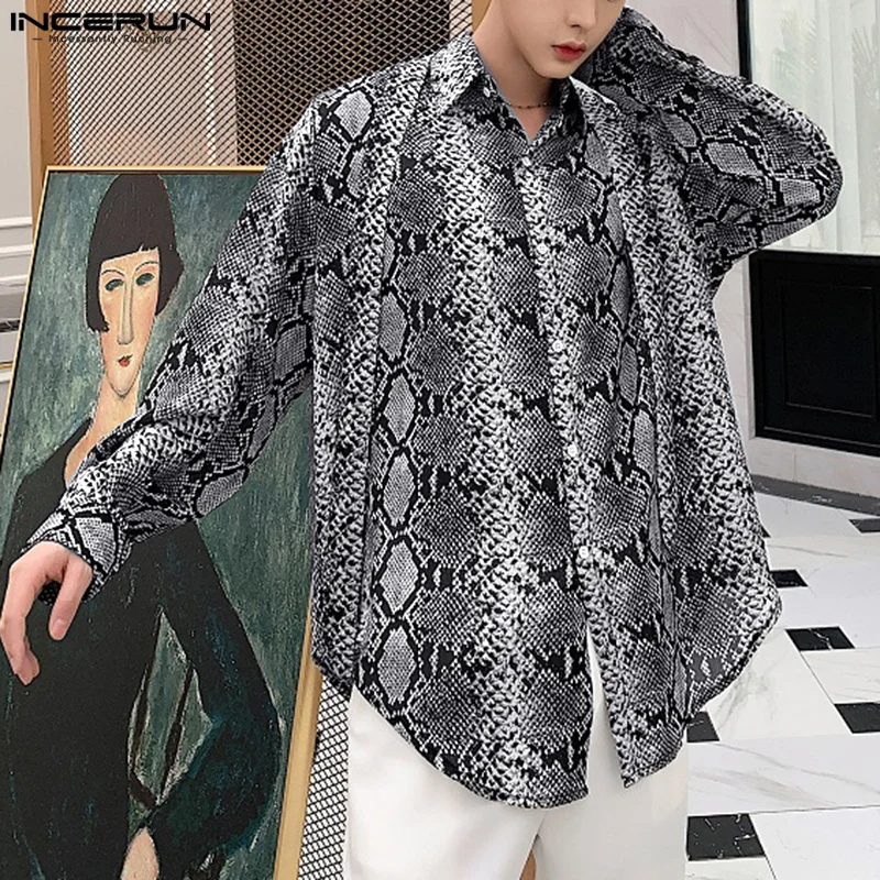 INCERUN Sexy New Men\'s Clothing Leopard Printed Design Shirts Casual Party Shows Male Hot Selling Long Sleeved Blouse S-5XL 2024