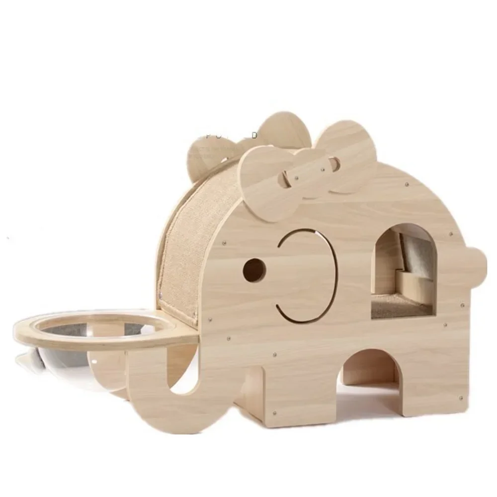 

New Pet Cat Bed Wooden Scratching Toy Pet Dog Bed Acrylic Capsule Furniture Pet Sleeping House