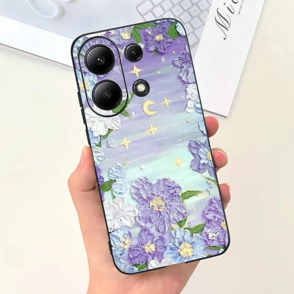 For Xiaomi Redmi Note 13 4G 2024 Case Popular Marble Flower Moon Funda Soft Silicone Phone Cover For Redmi Note 13 Pro 4G Bumper