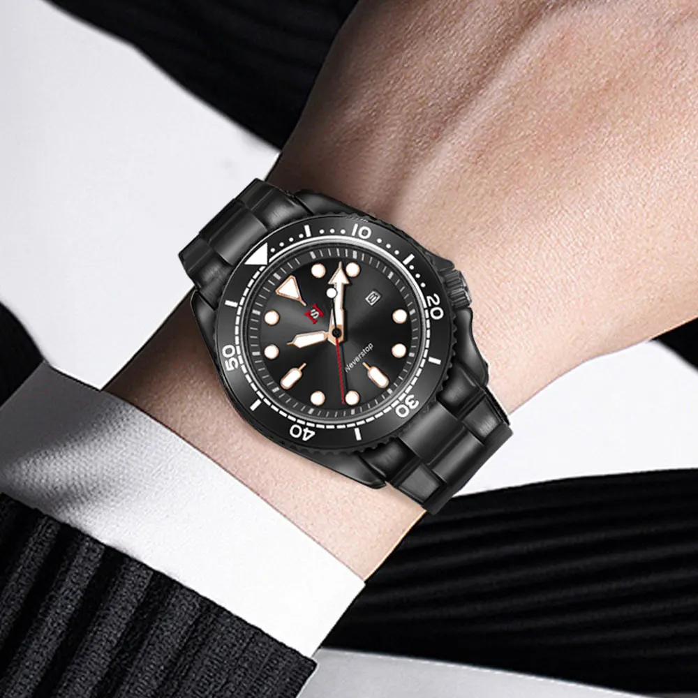 2025 ساعة كوارتز رجالية جديدة موضة كلاسيكية ساعة رجال الأعمال ساعة كوارتز رجالية مضيئة التقويم حزام ناقل من الفولاذ ساعة طالب