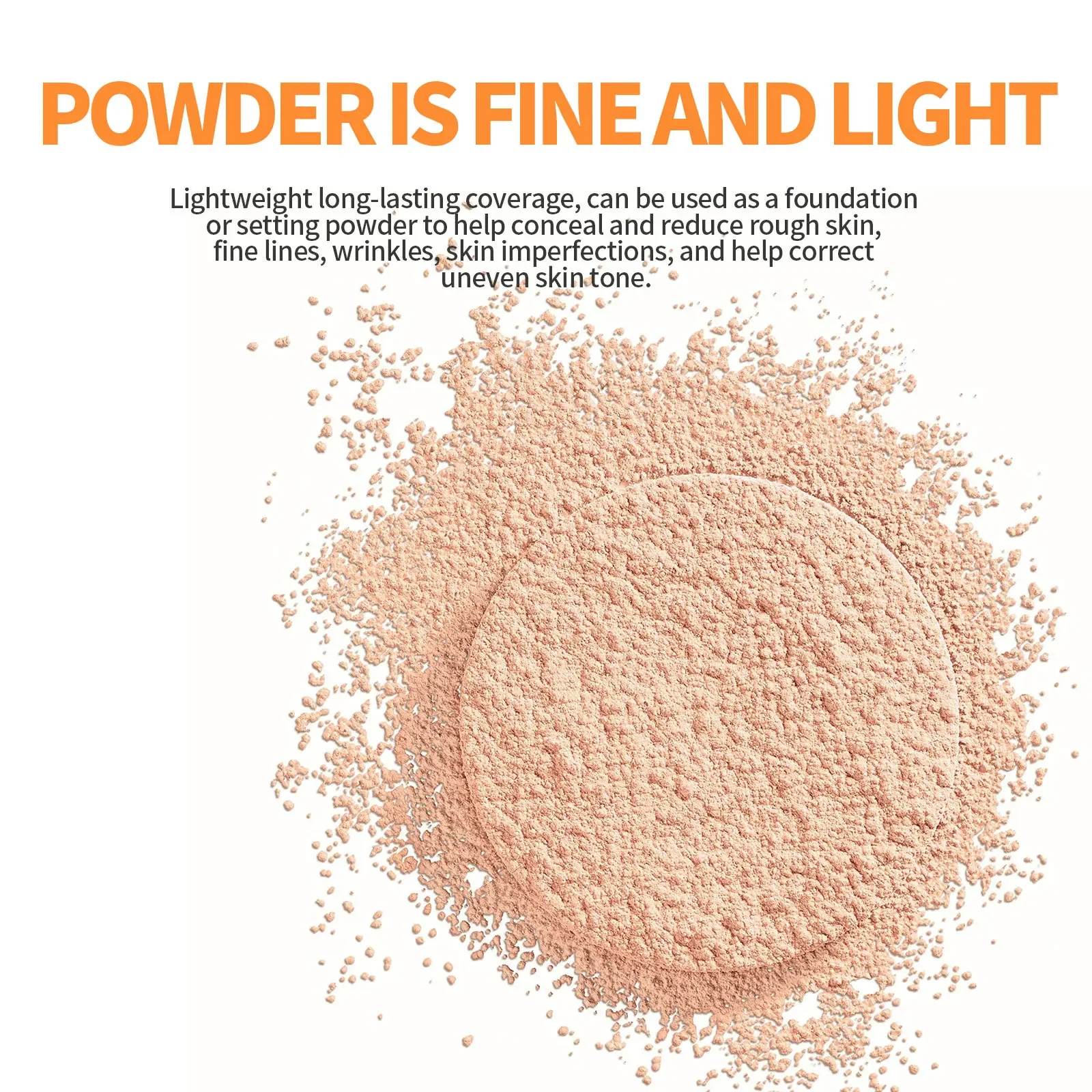 3pcs Face Loose Powder Makeup Waterproof Oil Control Natural Translucent Powder Finish Full Coverage Concealer Foundation Base