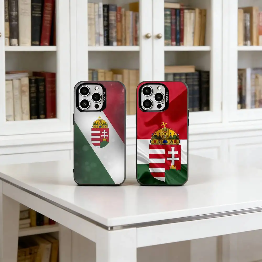 

Hungarian flag Phone Case For iPhone 17,16,15,14,13,12,11 Plus,Pro Max,XS,Colored Silver Plated Inside Cover
