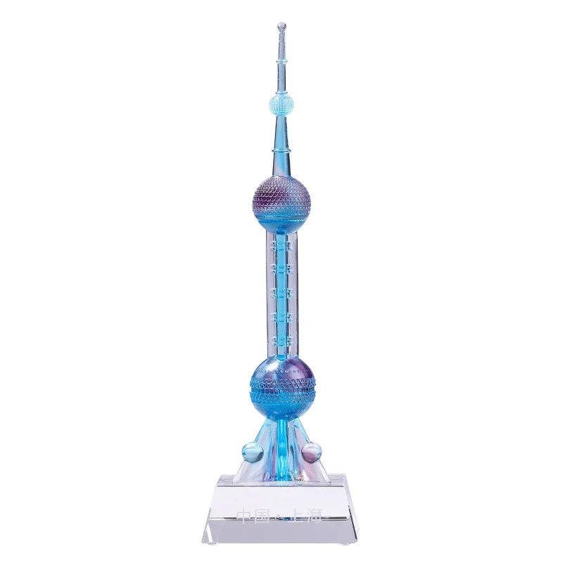 High Quality Shanghai Oriental Pearl TV Tower and Guangzhou Canton Tower Crystal Statue China City Landmark Souvenir Trophy Gift