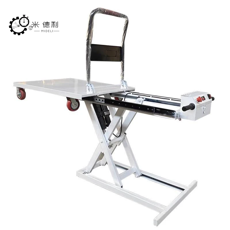 

Портативные гидравлические ножничные подъемные столы 300 кг, складная электрическая тележка с аккумулятором, стальной фургон, грузовик, загрузка разгрузки