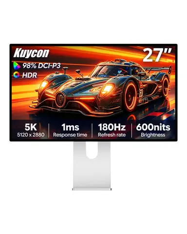Kuycon P27Z 27 Inch Glossy Monitor 5K 180Hz 2K 330Hz Dual Mode Gaming Monitor With 6 Speaker Surround Sound Computer Display
