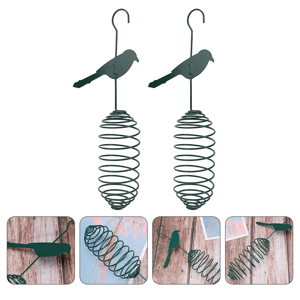 

2Pcs Bird Feeder Hanging Outdoor Garden Metal Squirrel Proof Spring Feeding Station for Balcony Yard Nut Loving Birds Dispenser