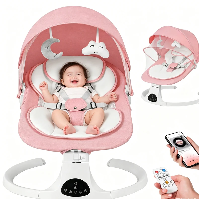 

Foldable Cradle Ajustable Baby Bassinet Electric Baby Swing Cradle Sleeping Bed Travel Baby Cribs Comes with 10 Pre-set Lullabie