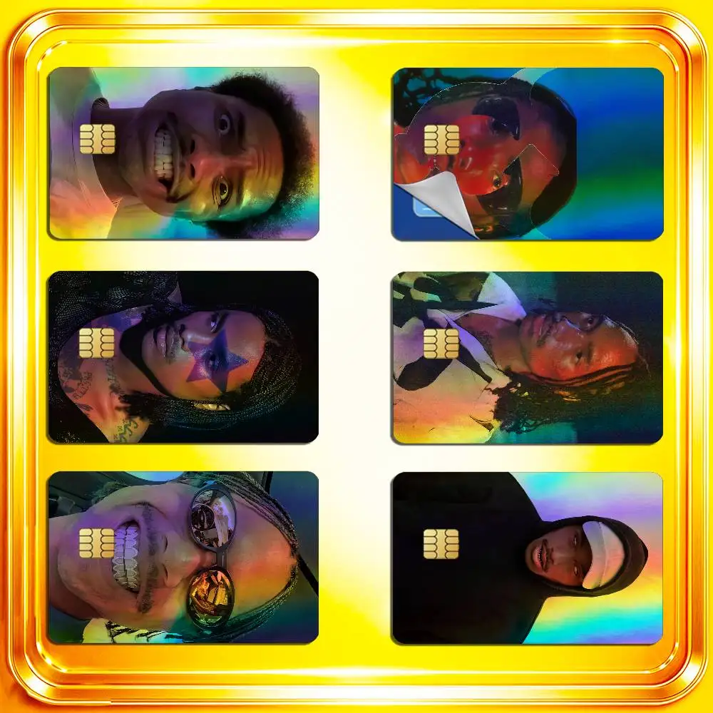 For Steve Lacy Oh Yeah Gemini Rights Credit Bank Sticker ID Access Card Cover Skin Rainbow Color Laser Stickers Film