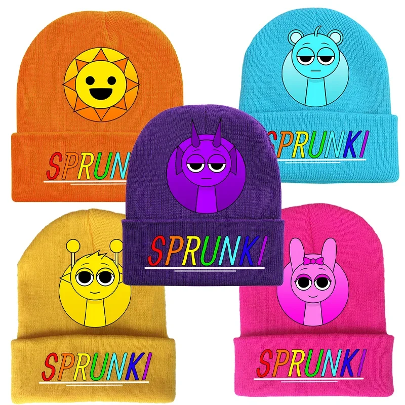 Sprunki crianças boné de malha chapelaria dos desenhos animados inverno chapéu de lã figuras do jogo crânios gorros meninos meninas bonnet presentes de aniversário