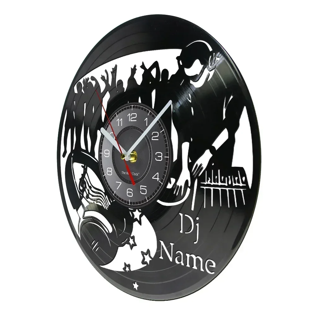 Personalized DJ Name Vinyl Record Wall Clock DJ Zone Music Disco Bar Artwork Rock Decoration Customized Bar Club Wall Watch