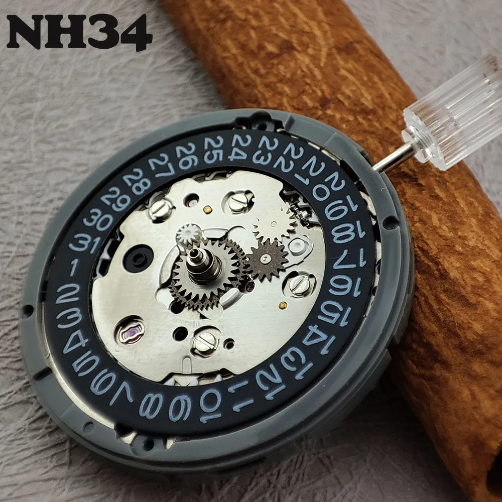 NH34 Fully Automatic Movement Black/White Single Calendar 9:00/3:00 Position Original Importedmen's WatchAccessories Replacement