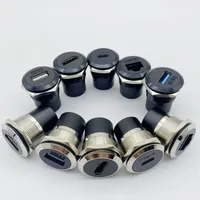 1Pcs Metal Round Socket Module D Type RJ45 Straight Through Network USB2.0 USB3.0 Connector Panel Mounting HDMI CAT6