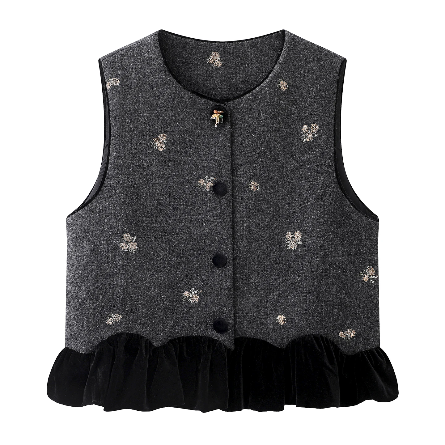 Elegant Embroidered Color Block Vest Set Women's Fashion Spring 2026  Skirt Two-Piece Suit Retro Style Casual Wear