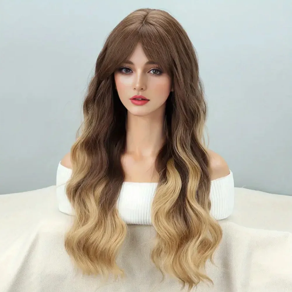 Synthetic gradient long curl Wavy wig Synthetic wig Heat-resistant elegant natural wig for everyday use