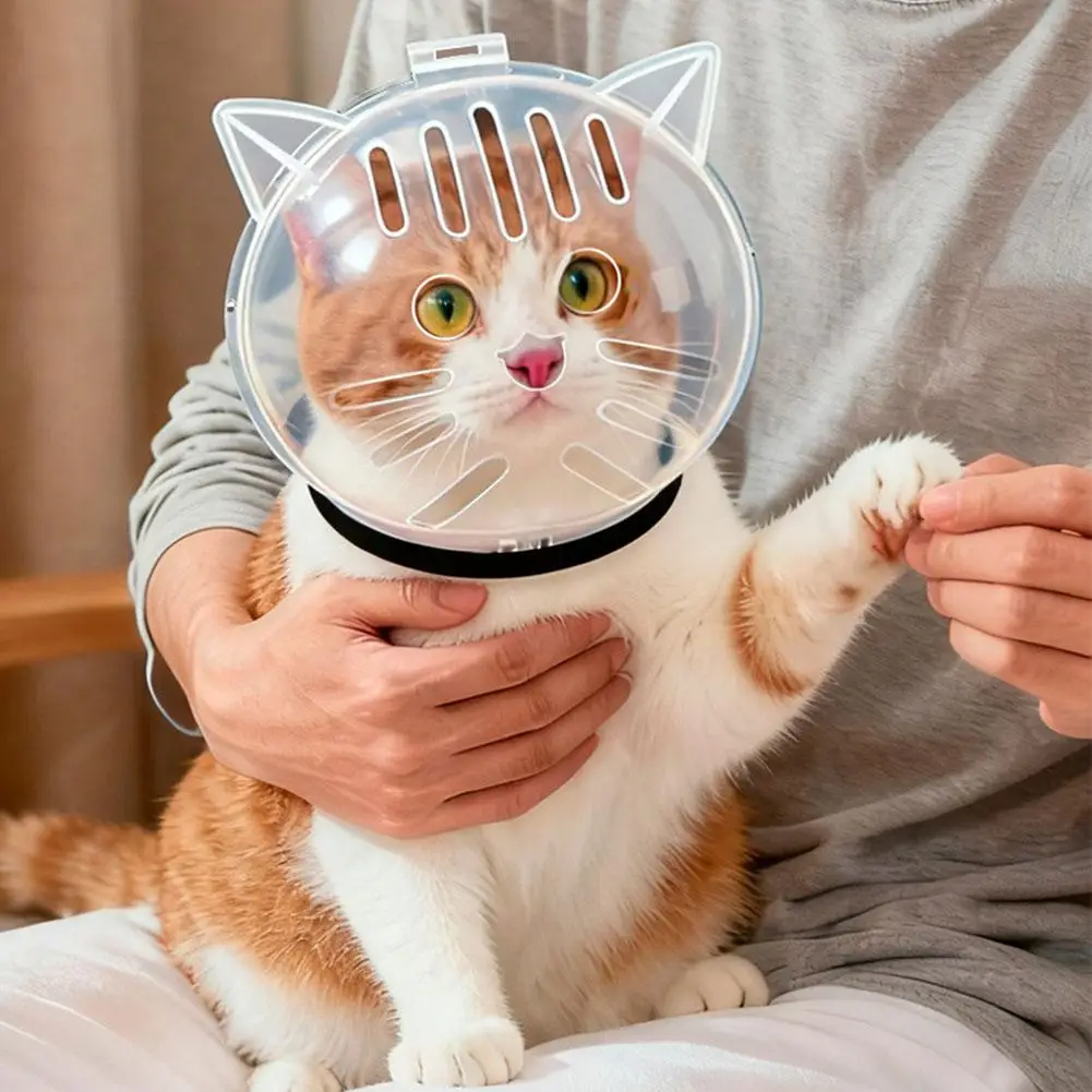 Transparenter Katzen-Schutzhaube, Anti-Biss, atmungsaktiv, Katzen-Pflegehelm, Maulkorb für Nageltrimmen, Baden und Pflege – Detail 13