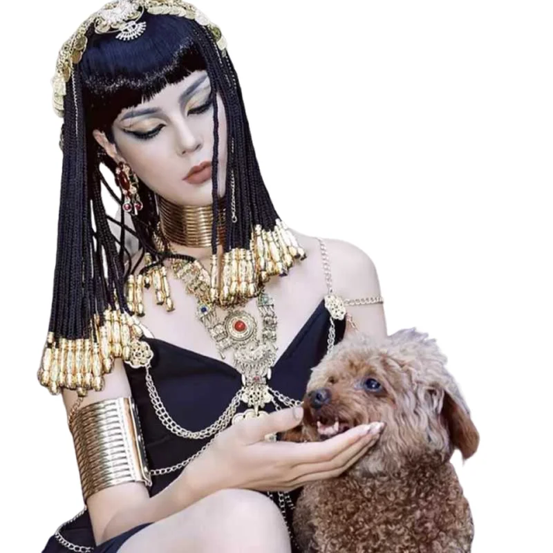 

Halloween Decorative Hair Accessories Egyptian Queen wear Cosplay Wig Dance Performance Accessories Anime Dirty Dreads