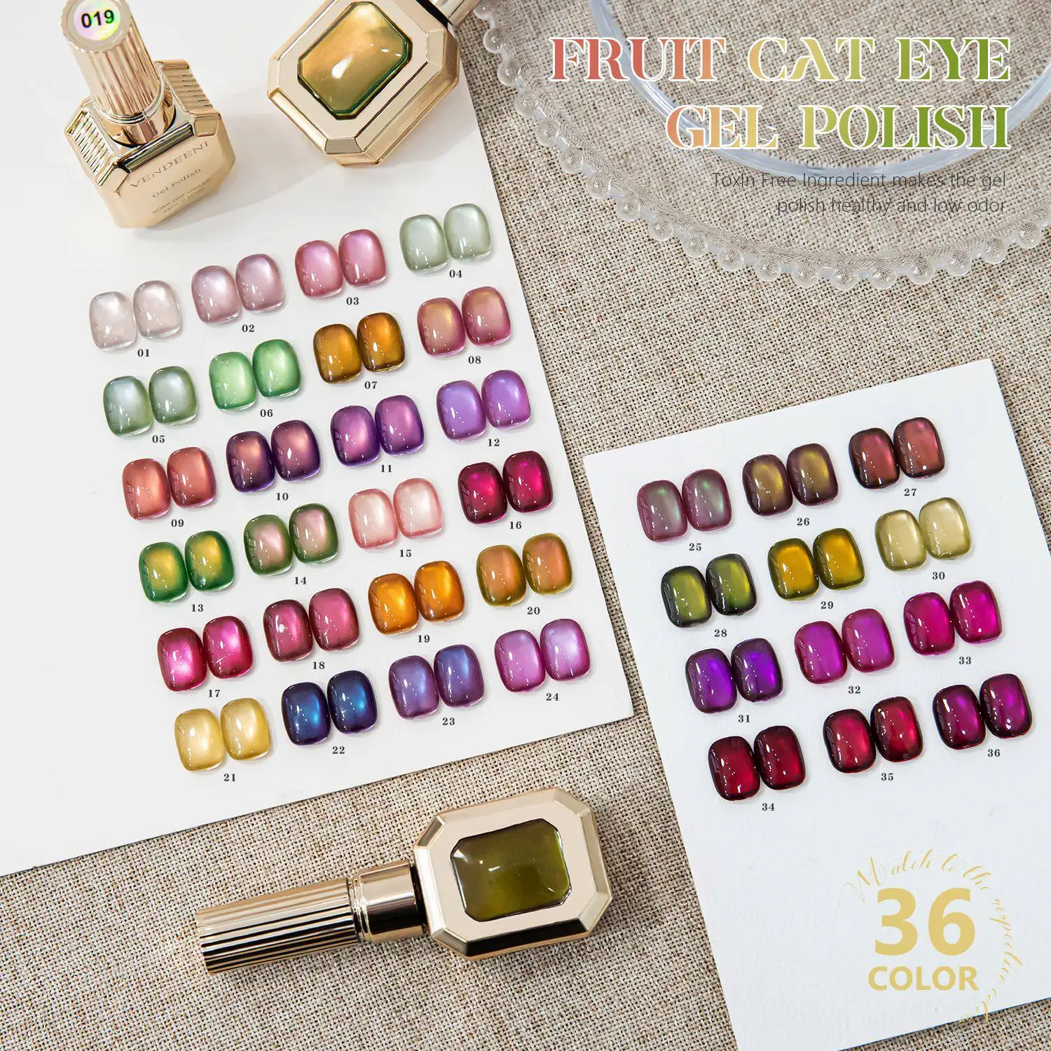 VENDEENI 36 Colors Multicolor Cat Eye Nail Gel Set 2026 New High Quality HEMA&TPO Free Non-Toxic UV Gel for Salon DIY Wholesale