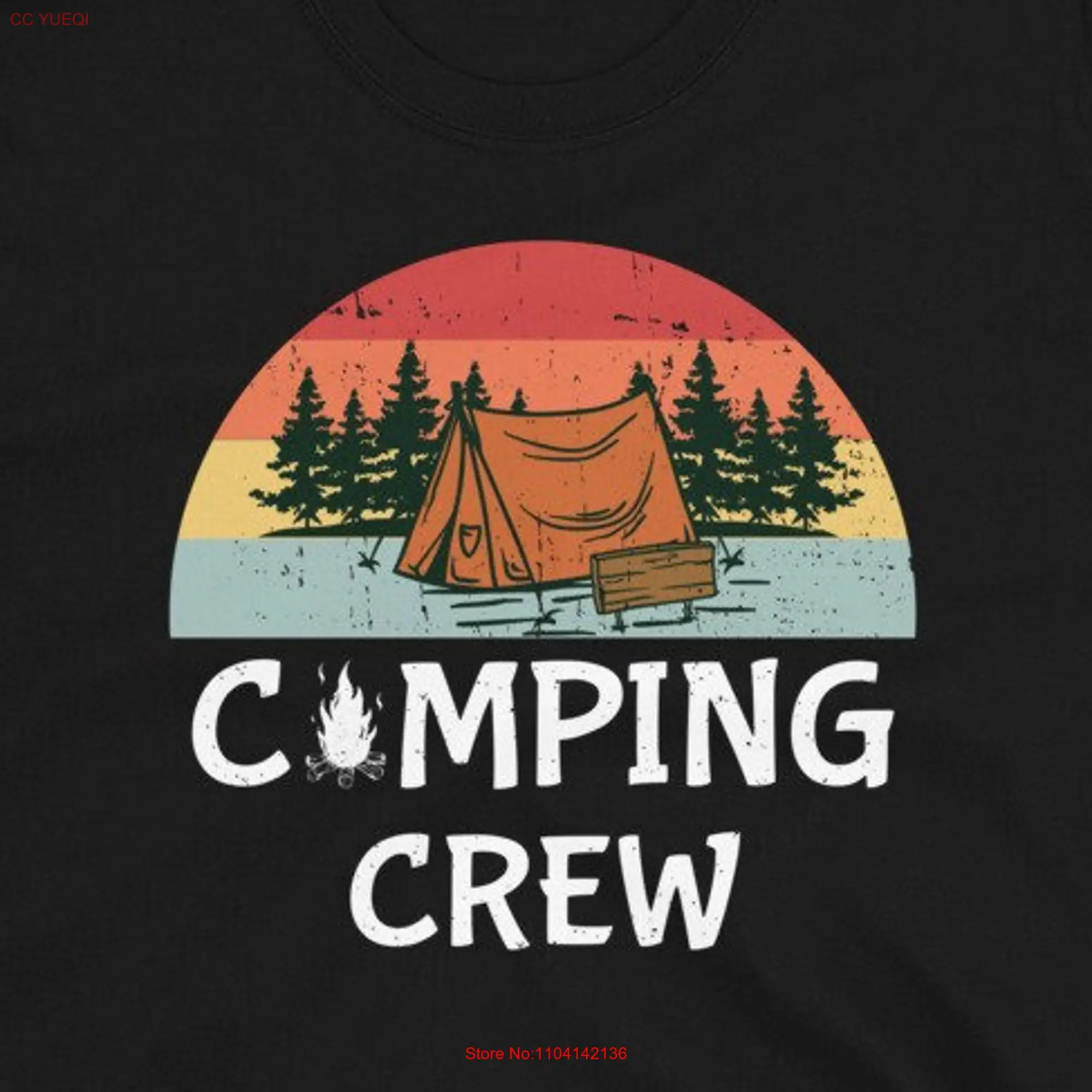 Retro Camping T Shirt Crew Trip for Camp Lovers Mountaineer Campfire long or short sleeves