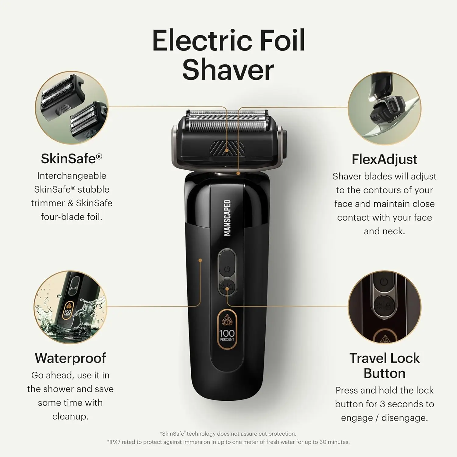 Men’s Foil Shaver - Two Interchangeable Blade Heads, SkinSafe® Four-Blade Foil & Stubble Trimmer, Face Shaver, USB-C & Wireless