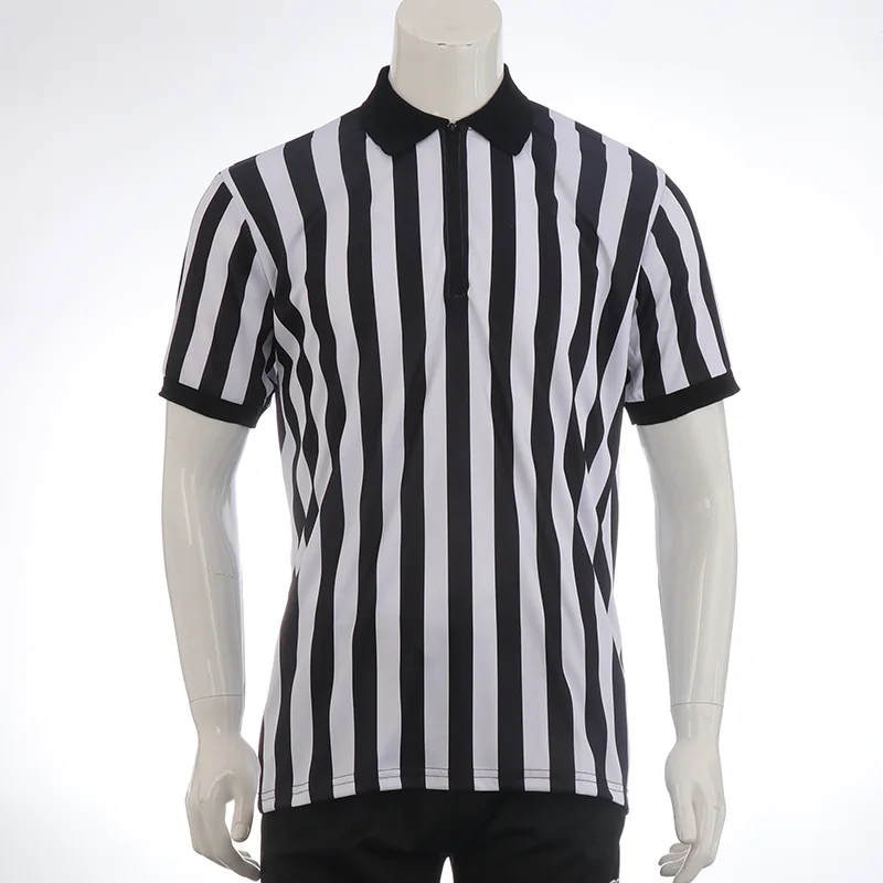 Referee Uniform T-Shirt Striped Breathable Sweating Short Sleeve Volleyball Basketball Football Light Board Coach Job