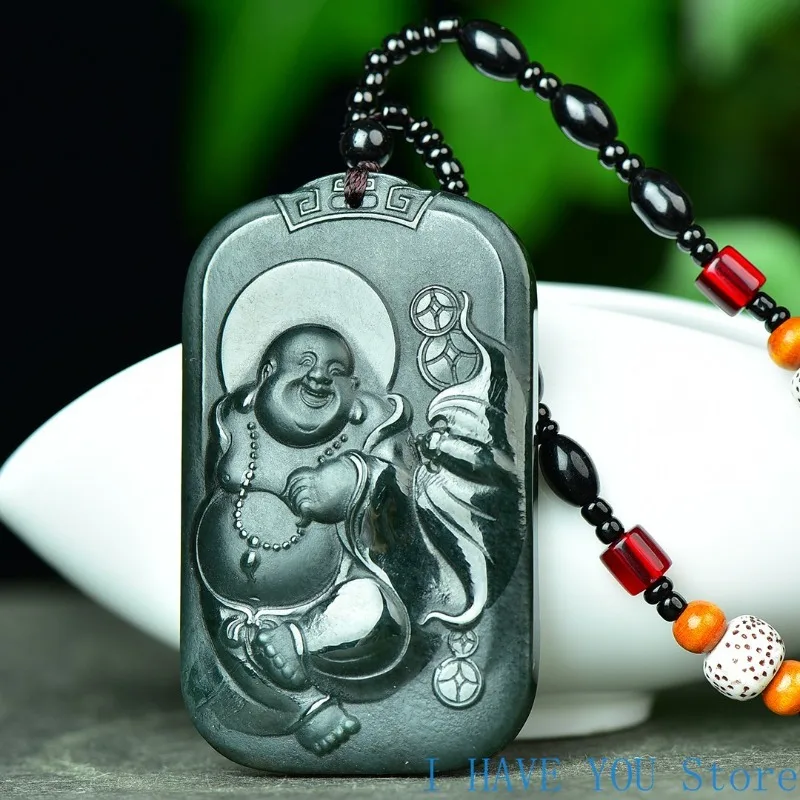 Natural Hetian Jade Pendant Double Sided Buddha Jade Necklace Fashion Vintage Peaceful Jewelry for Men and Women Free Shipping