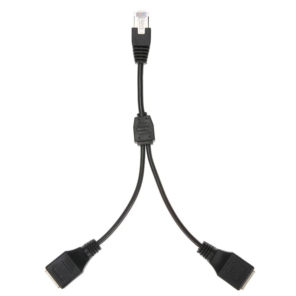 DSL Netzwerk RJ45 Stecker auf 2 Buchse Splitter Adapter Anschlusskabel Schwarz