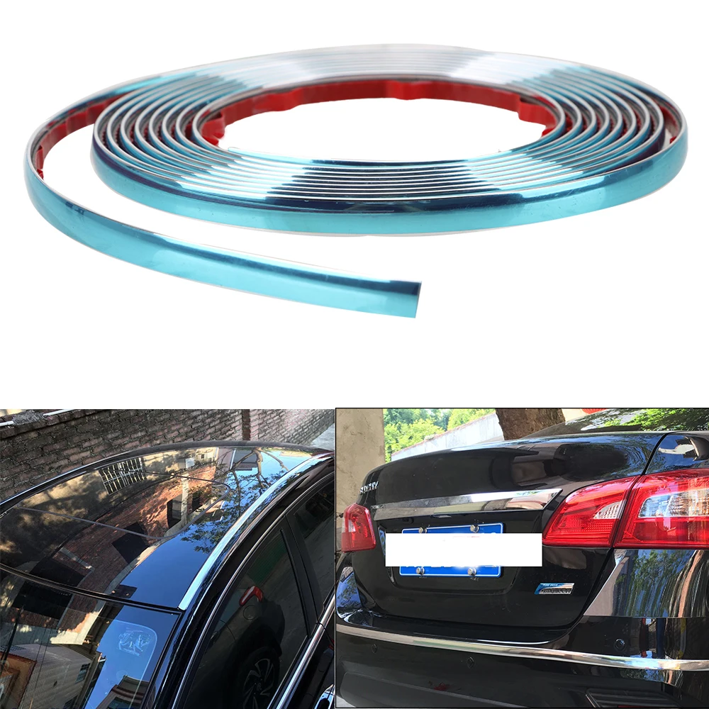 Styling Mouldings Car Rearview Mirror Bumper Protector Tape Silver Exterior Parts Self Adhesive Side Door Chrome Strip Universal