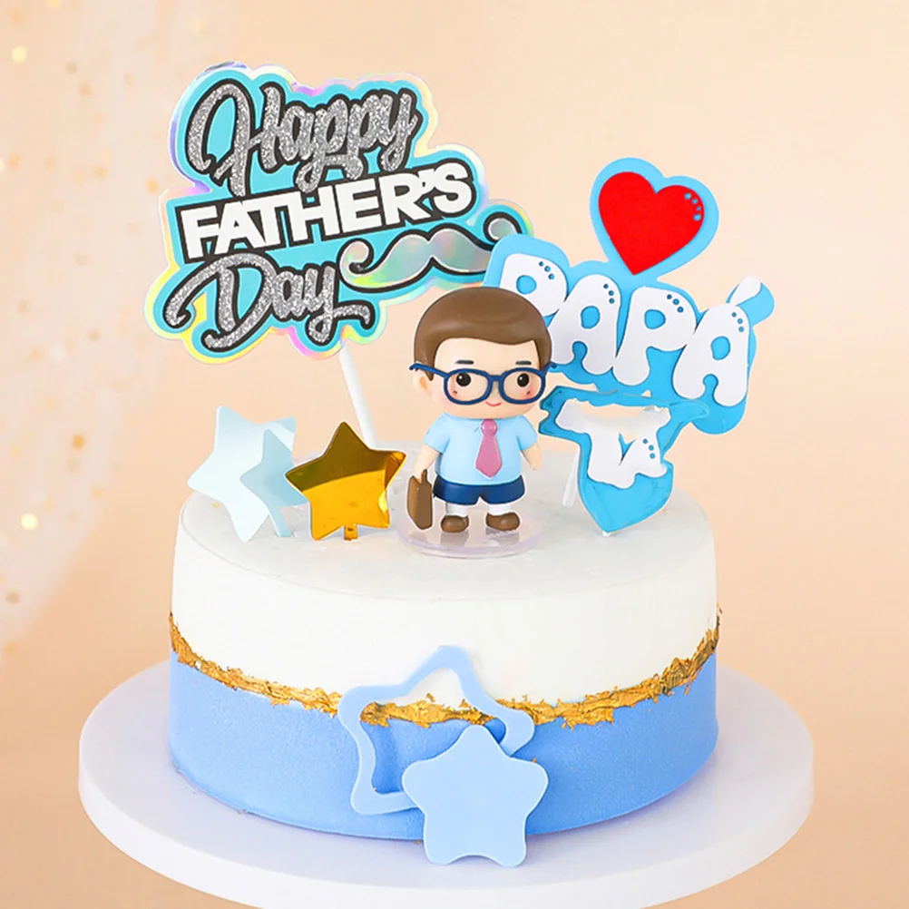 

2Pcs Cake Toppers Lightweight Birthday Cake Decoration Father's Day Dad Cupcake Topper Party Supplies Cupcake Topper