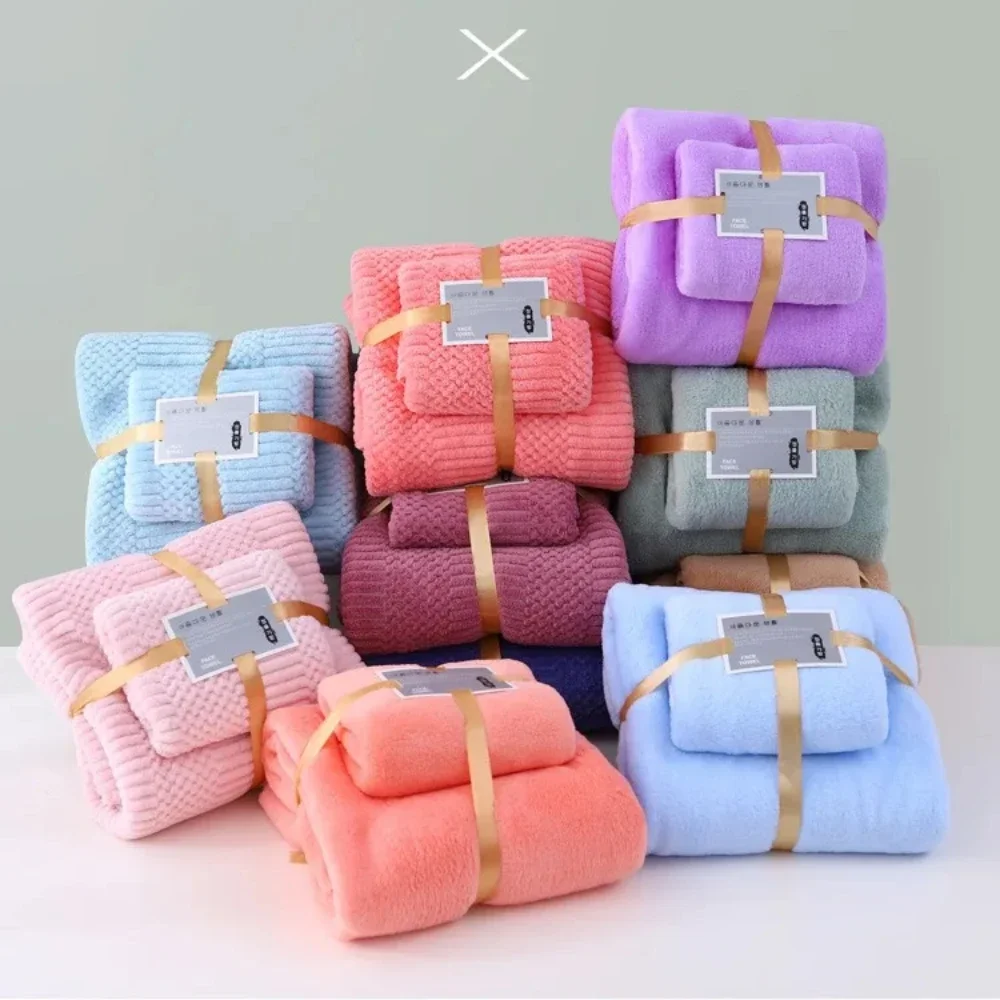 High-density Coral Velvet Towel Bath Towel Set Soft Absorbent Gift Bath Cleaning Towel for Hair