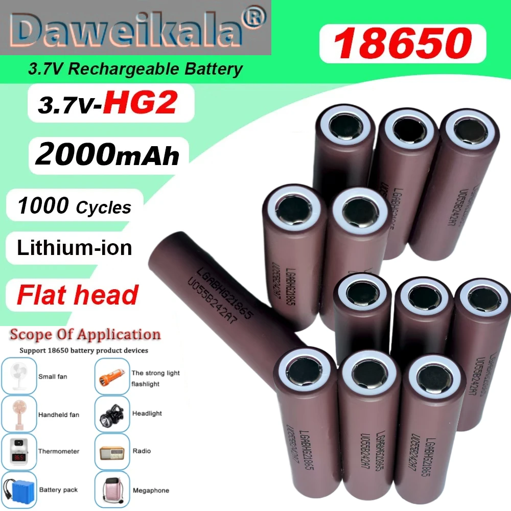 

VariCore 100% Original Daweikala HG2 3.7v 18650 2000mAh batteries 3.7V discharge 20A dedicated high-Power Rechargeable battery