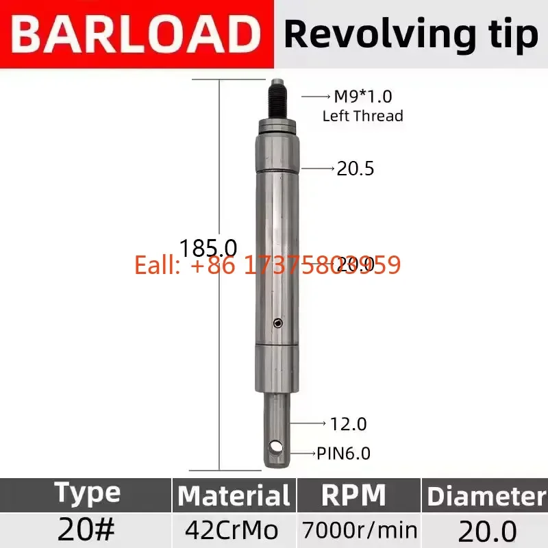 20# BARLOAD Revolving Tip Rotary Joint M9*1 Left Thread Auto Bar Feeder Parts
