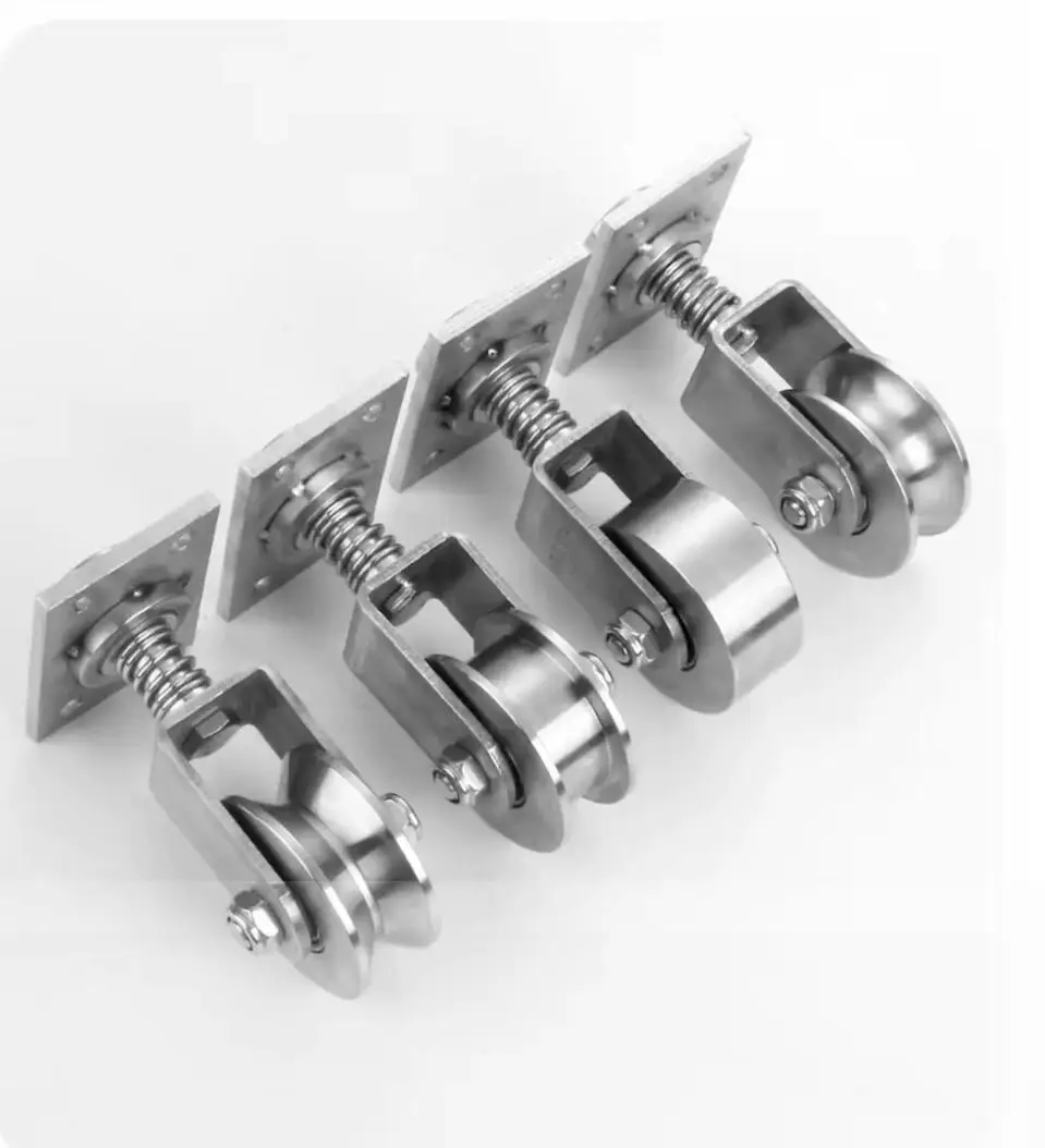 

304 201 stainless steel strip plate rotating spring track roller wheel for cart trolley courtyard sliding folding door