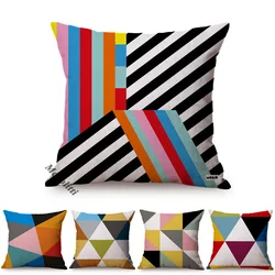 Nordic Abstract Geometry Stripe Design Home Decoration Sofa Throw Pillow Case Memphis Geometric Style Cotton Linen Cushion Cover