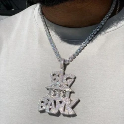 2026 Iced Out Bling 5A Cubic Zircon Paved Letter Big BANK Money Pendant With Rope Chain Necklace For Fashion Men Hip Hop Jewelry